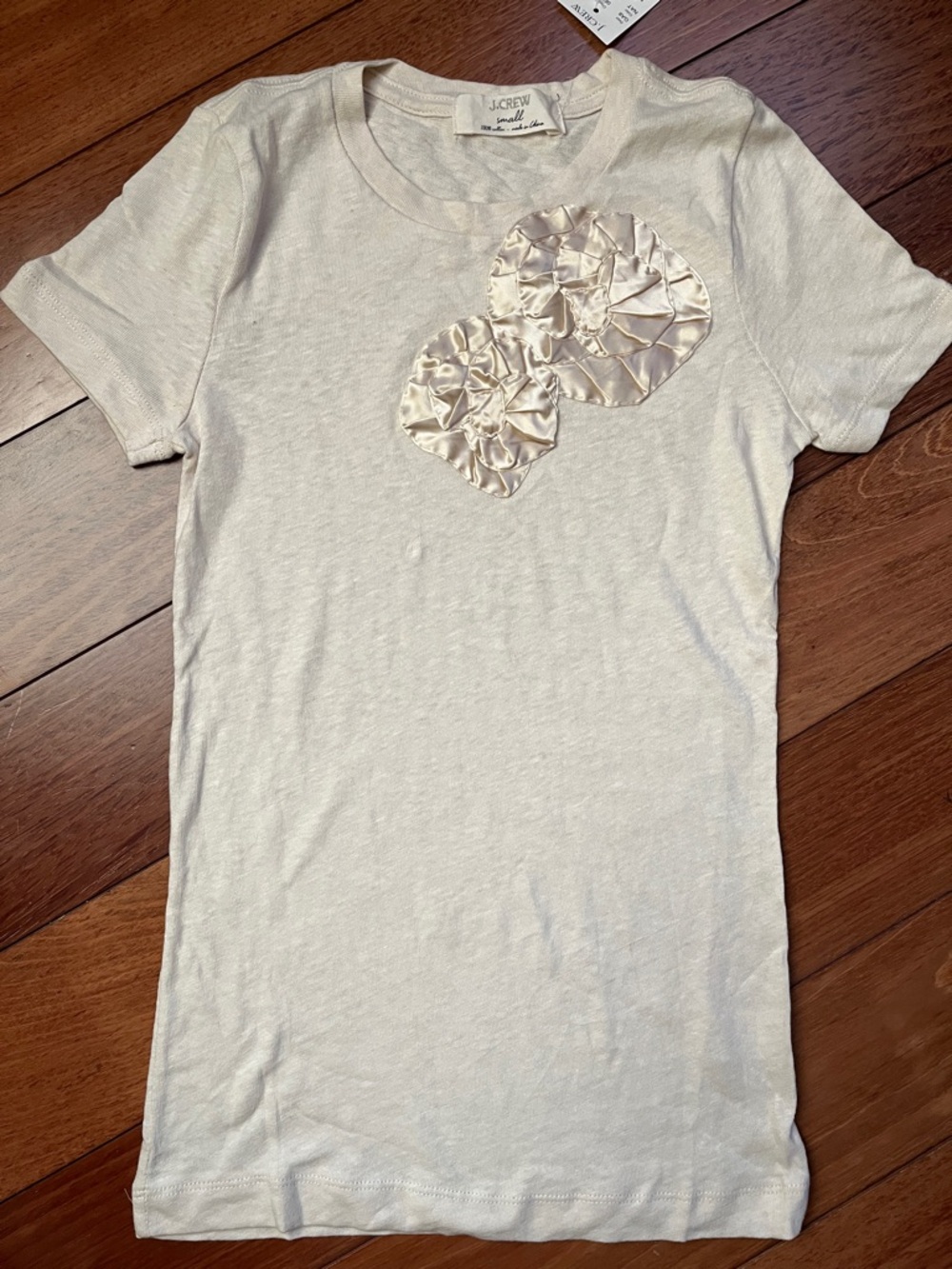 NWOT J. Crew Silk Flower Embellished Tee